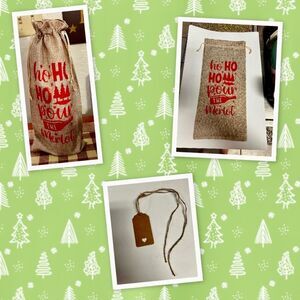 Holiday Burlap Wine Gift Bag